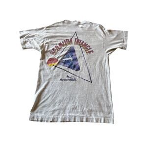 VTG Bermuda Triangle Arachnid USA Made Single Stitch Distressed L Gray Tech Tee
